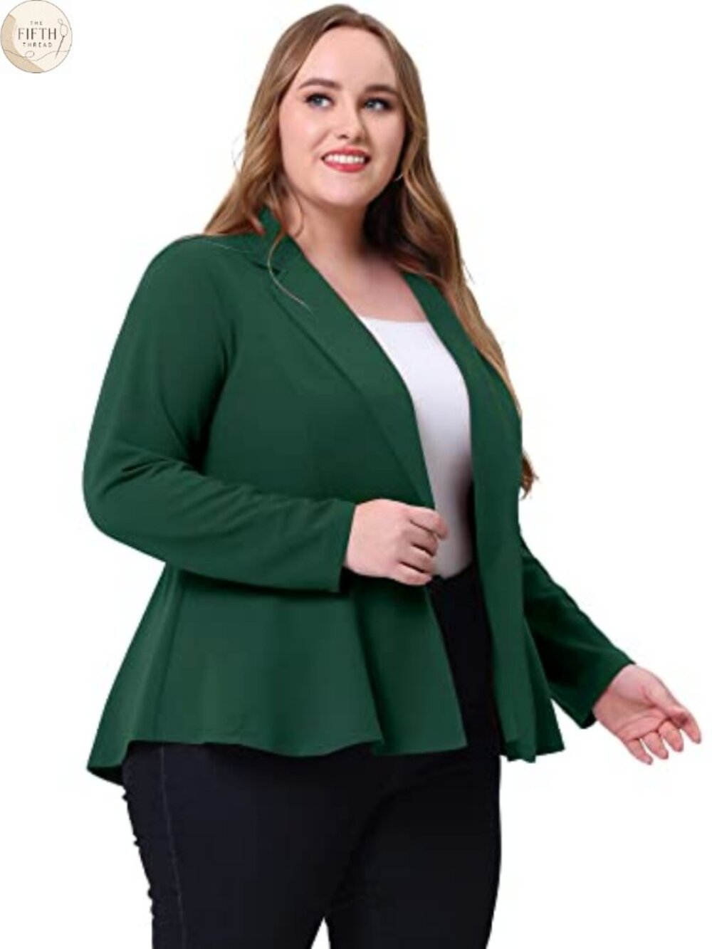 Women's Plus Size Notch Lapel Peplum Blazer Business Work